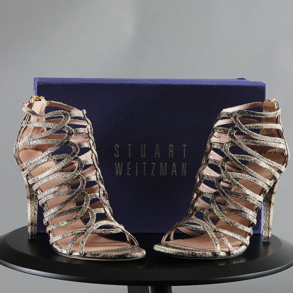 Stuart Weitzman Gray/Stone Ombre Strappy Heels